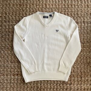 Chaps Men’s 100% Cotton Cream V-Neck Sweater Size M